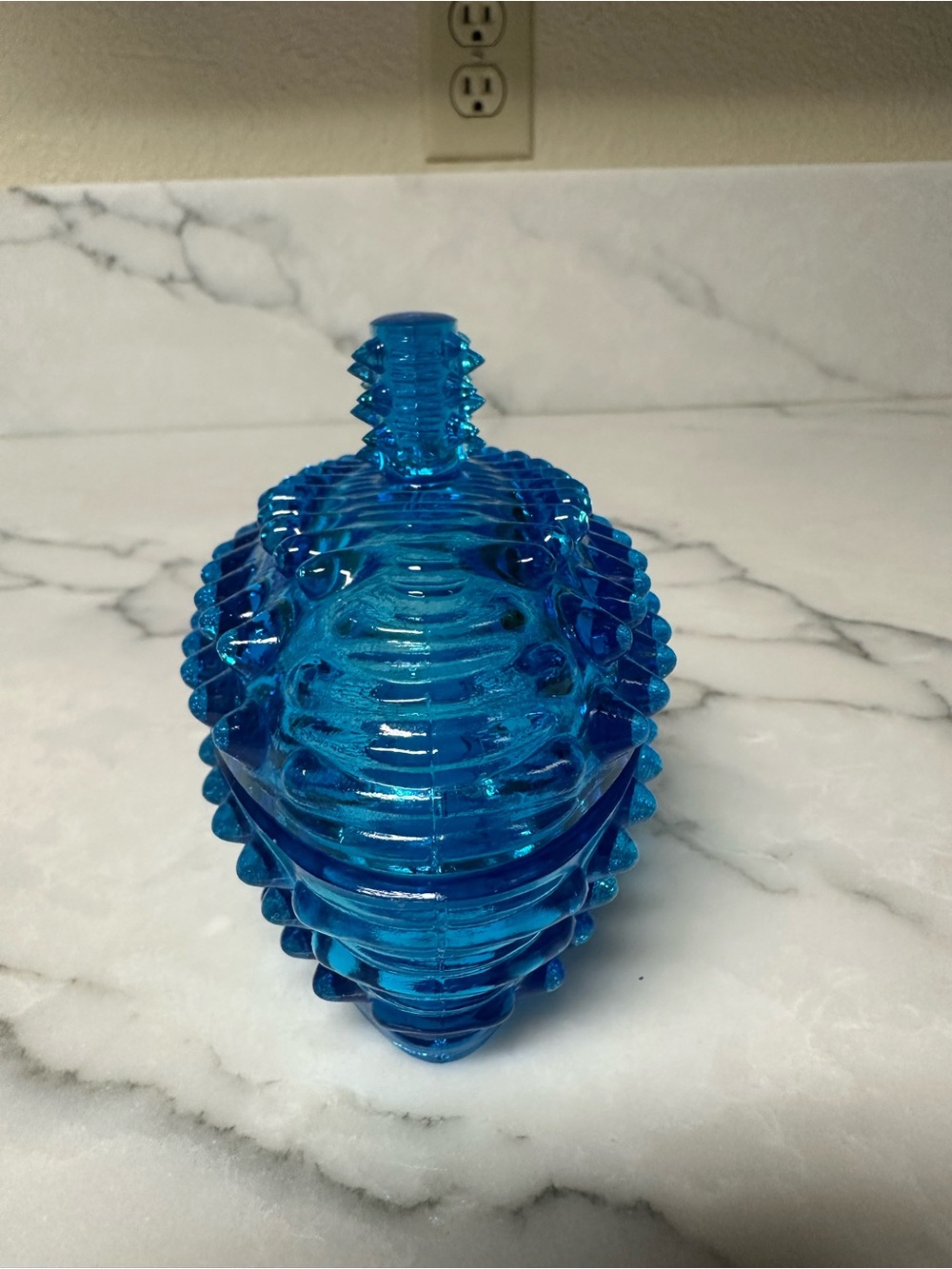 vintage blue hobnail glass covered candy dish - Picture 2 of 7